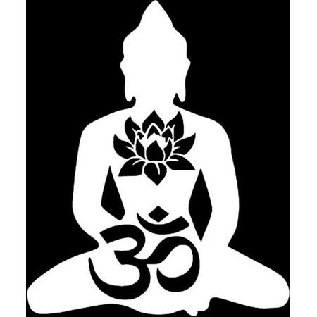 Wellness-House | Zen Sticker Lotus Ohm Meditatie Zilver | Autosticker | Scootersticker | Laptopsticker | Zen Decoratie | Zen Sticker | Buddha Sticker | Wandsticker | Weersbestendig | Lotus | Ohm | Meditatie | Zen